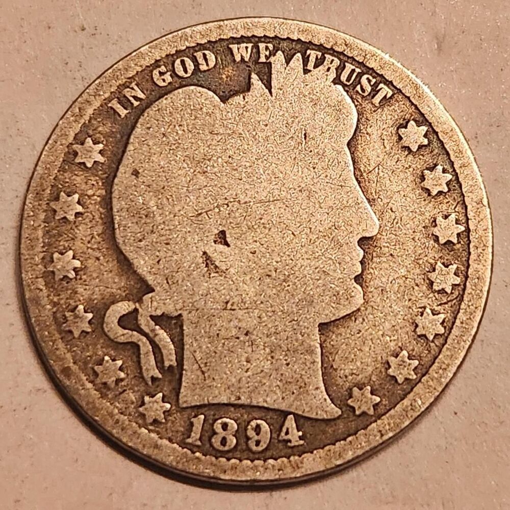 1894 Barber Quarter Silver Coin.
The 1894...